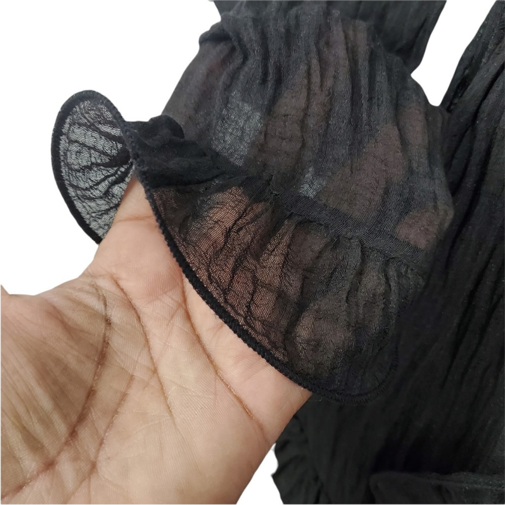 SAINTS + SECRETS BLACK SHEER RUFFLE
LONG SLEEVE V-NECK Dress Size: Small - Picture 5 of 6